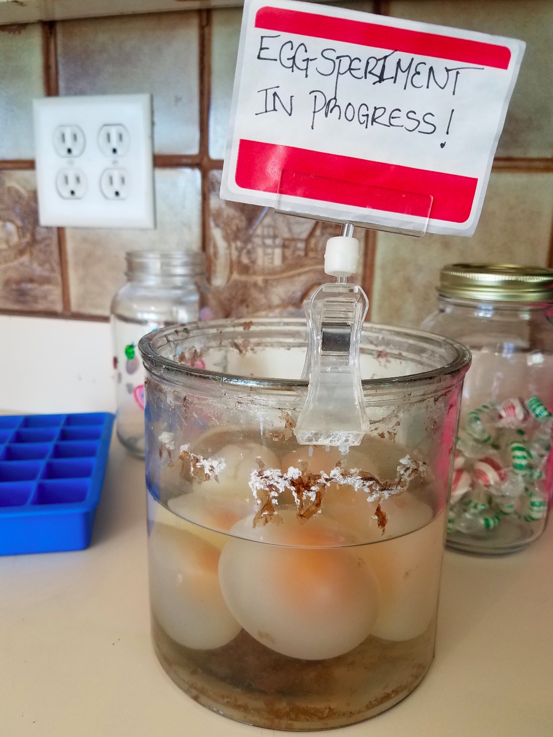 Eggs in a jar.