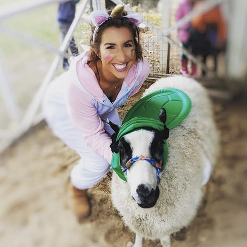 Nicole with a Sheep